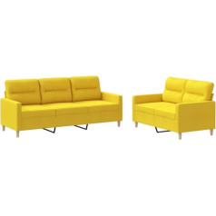 ‎Vidaxl vidaXL 2 dalių sofos komplektas, fotelis-lovas su pagalvėle, sofa svetainės sofa su porankiais, sofos komplektas, dizainerio sofa, sėdimieji baldai, minkšti baldai, šviesiai geltonas audinys