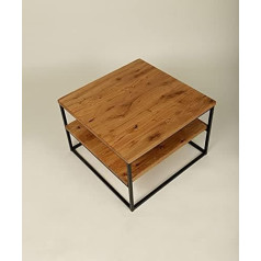 Bestloft.de 1 Original BestLoft® Boston Side Table Industrial Design Loft (Wild Oak + Black Frame + Double Plate)