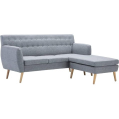 Makastle Kampinė sofa 3-vietė sofa L formos medžiaginė poilsio sofa Svetainės kampinė sofa su sėdynių paminkštinimu, fotelis sofa Minkšta sofa virtuvei ar valgomajam, 171,5 x 138 x 81,5 cm, šviesiai pilka