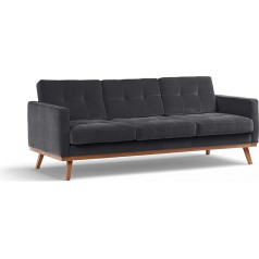 Scandicsofa Papardes trīsvietīgs dīvāns ar miega funkciju 230 cm - moderns dīvāns uz koka kājiņām - izvelkams dīvāns viesistabai - skandināvu stils - dīvāns ar dūnu segumu uz atzveltnes - taisnstūra formas dīvāns