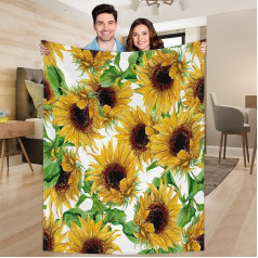 Ririx Überwurfdecke mit gelben Sonnenblumen, bemalt, für Bett, Couch, Sofa, Stuhl, Camping und Reisen, leichte Decke, groß (203,4 x 152,4 cm)