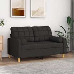 Camerina 2 vietų sofa su dekoratyvinėmis pagalvėlėmis Juoda 120 cm audinio sofa su miego funkcija