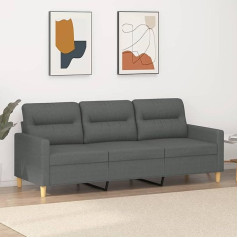 Zeyuan 3 vietų sofa tamsiai pilka 180 cm audinys, Sofos ir sofos, Sofa svetainė, Sofa paauglių kambariui, Sofa poilsiui, Sofa miegamajam, Miegamojo sofa, Minkšta sofa 359244