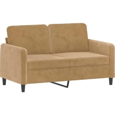 Vidaxl Sofa 2-Sitzer, Loungesofa Couch mit Armlehnen Rückenkissen, Wohnzimmersofa Designsofa mit Metallgestell, Sitzmöbel Zweisitzer, Braun Samt