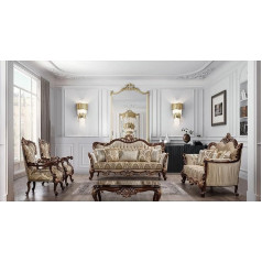 Jv Möbel Chesterfield Sofa Set with Coffee Table Sofa Cushion 5-Piece