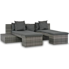 Youuihom Sofa-Kombination Gepolstertes Sofa Loungesofa Wohnzimmersofa 4-TLG. Garten-Sofagarnitur mit Kissen Grau Poly Rattan Geeignet für Wohnzimmer, Schlafzimmer, Wohnung, Gästezimmer