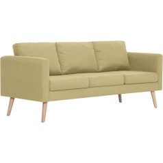 Vidaxl 3-vietė sofa su atlošo pagalvėle Sėdynės pagalvėlė Dizainas Minkšta sofa Lounge Sofa Sofa Lounge Audinys Sofa Sėdimieji baldai Svetainės audinys Medinis rėmas Žalias