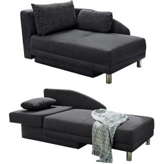 Luma-Home Schönes Für Dein Zuhause Stilīgs atpūtas krēsls ar atsperu polsterējumu, miega funkcija, gultas kaste, 149 cm plats x 90 cm dziļš, pagarināms līdz 200 x 84 cm, plakana auduma audums, antracīts / 15121