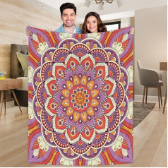 Ririx Überwurfdecke mit indischem Mandala-Motiv, für Bett, Couch, Sofa, Stuhl, Camping und Reisen, leichte Decke, groß (203,4 x 152,4 cm)