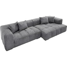 Riess Ambiente riess-Ambiente Modern XXL Corner Sofa Zero Gravity 305 cm Grey Woven Fabric Ottoman Right Big Sofa Couch, Corner Couch for Living Room, Upholstered Corner, L-Shape Couch