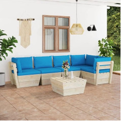 Camerina 6-Piece Garden Sofa Set Made of Pallets with Cushion Spruce Wood Living Room Couch Corner Sofa Small