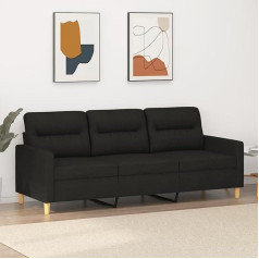 Tanzem 3-Sitzer-Sofa Schwarz 180 cm Stoff, Sofas & Couches, Sofa Wohnzimmer, Sofa Für Jugendzimmer, Relaxsofa, Sofa Für Schlafzimmer, Polstersofa 359247