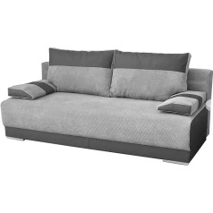 Meublo mb-moebel Nisa Couch with Sleep Function and Bed Box Sofa Bed Living Room Couch Sofa Extendable (Grey)