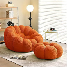 ‎Yaxansih YAXANSIH Šiuolaikinis burbulas tingus beanbag sofa su kojūgalis, negabaritinis vienas tingus sofa, minkštas burbulas vienas grindų sofa, 3D korio burbulas sofa, išlenkta sofa oranžinė