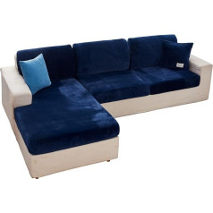 ‎Eurhowing EURHOWING Universal Stretch Velvet Chaise Longue Sofa Slipcover for Extension Sofa L-Shape Extension Sofa Cover Soft Slipcover Replacement for L-Shaped Sofa with Elastic Edge (Récamiere, Navy Blue)