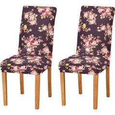 ‎Mnsruu Rose Pattern krēslu pārklāji komplekts 2 Stretchy Printed Dining Chair Covers Mazgājams noņemams virtuves ēdamistabai Kāzu svinības Universāls izmērs