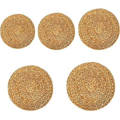 Fvoagaou 5Pack Round Water Hyacinth Placemat, augstas kvalitātes austas pītas galda komplekti Krūzītes galda paliktņi Krūzītes 18/25/30/30/35/38Cm