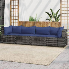 Whopbxgad Dzīvojamās istabas mēbeļu komplekti, dīvānu komplekti viesistabai, dīvānu gulta, 4-TLG. Garten-Lounge-Set mit Kissen Grau Poly Rattanmodular Sofa,modular Couch,Outdoor Patio Furniture,