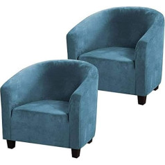 LINGKY High Stretch Velvet Tub krēsla pārklājums Izturība pret slīdēšanu Mēbeļu aizsarglīdzeklis Stretch Audums Super Soft Couch Slipcover (Peacock Blue, komplekts no 2)