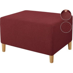 Stretch Stool Cover Elastīga žakarda taburete pārklāj mīkstu Osmaņu pārvalkus, kas attiecas uz kāju paliktni Elastīga bāze Mašīnā mazgājama dzīvojamā istaba Vīns Sarkans X-Large