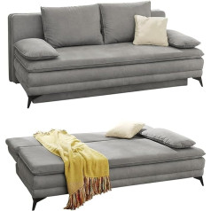 Luma-Home Schönes Für Dein Zuhause Aukštos kokybės nuolatinė sofa-lova, 202 cm pločio, integruotas šalto putplasčio viršutinis sluoksnis, bangų pakaba, lovos dėžė, miego funkcija, gulėjimo paviršius 158 x 199 cm, šviesiai pilkos spalvos mi