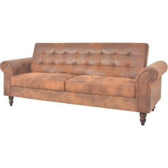 Hommdiy Sofa Bed with Armrests Faux Leather Brown