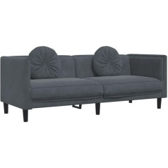 vidaXL Sofa mit Kissen 3-Sitzer Dunkelgrau Samt