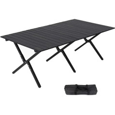 1.2/1.5M liels alumīnija sakausējuma pārnēsājams piknika galds Viegls ritošais galds ar vienkāršu pārnēsāšanas somu āra ēdienu gatavošanai, pludmalei, piknikam (krāsa: A, S: 150 * 70 * 50 cm)