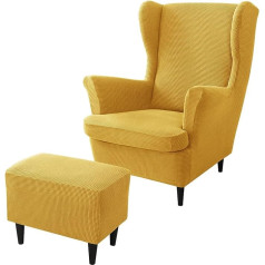 rackbone Wingback krēslu pārvalki, spārnu krēsla pārvalks un osmaņu taburetes pārvalks Dīvāna pārvalks ar elastīgu joslu Mazgājams krēslu aizsargājošs pārvalks dzīvojamai istabai, 7