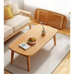 17.7 Inch High Folding Table, Wooden Table with Thick Top, Minimalist Side Table for Indoor and Outdoor Use, Japanese Tatami Table, Small Coffee Table, Tea Table (S: 120 cm-A)