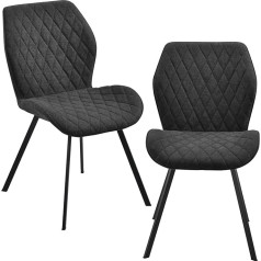 [En.casa] 2 x Стулья темно-серые мягкие с текстильным покрытием Recliner Dining Room Chair Upholstered Chair Quilted Lounge Set