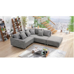 Kuechen-Preisbombe Minskas R Virtuvė Kaina Bomba Gyvenamasis kraštovaizdis Sofa sofa kampinė sofa audinys šviesiai pilka + taburetė