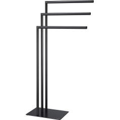 Sealskin Tube 3 Arm Towel Rail Freestanding Towel Rack ar 3 dvieļu sliedēm, ko izmanto arī kā drēbju pakaramo metāla melns