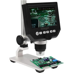 Omegon Digitalmikroskop DigiStar, 1x-600x Zoom, 4,3 Zoll HD-LCD Farbdisplay, integrierte LED, Micro SD-Slot, Akkubetrieb oder Netzbetrieb