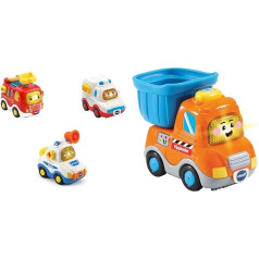 Vtech 80-242104 TUT TUT Baby Flitzer - 3 avārijas transportlīdzekļu komplekts & TUT TUT Baby Flitzer - pašizgāzējs - rotaļu auto ar mūziku