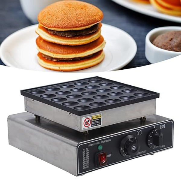 Pancake Machine Commercial, Electric Poffertjes Maker with 25 Holes, Cast Iron Pancake Machine, Mini Pancake, Waffle Iron Machine with Non-Stick Coating (EU Plug)