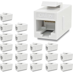 VANDESAIL RJ45 Patch kabeļu savienotājs CAT6, 10 LAN savienotāju tīkla kontaktligzdas adapteris (40 gabali, balts)