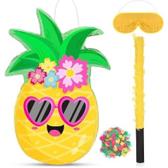 Mazs ananāsu pinatas Vasaras augļu pinata ar aizsietām acīm Stick Confetti bērniem Havaju salas Tropical Luau Party Supplies Ananāsu dzimšanas dienas rotājums 42 x 28,5 x 8 cm