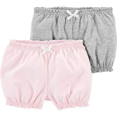 Carter's Baby Girls' 2-Pack Bubble Shorts, Heather/Light Pink, gaiši rozā krāsā