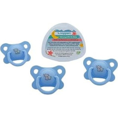 Dummy with Nubs for Teething Aid - Soothes 0-12 Months - BPA Free Silicone - Orthodontic Baby Teething Ring Dummy - with Dummy Box - Nopperz Teething Ring - Bundle Blue Symmetrical