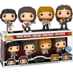 Funko Pop! 4-Pack Rocks: Queen - Freddie Mercury/Brian May/Roger Taylor/John Deacon (Special Edition) vinila figūriņas.