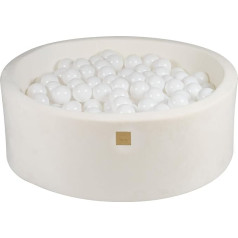 MEOWBABY Baby Ball Pit, Round 90 x 30 cm, Ball Pits for Children with 200 Balls, Supersoft Velvet, White: White