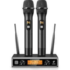 TONOR belaidis belaidis mikrofonas UHF profesionalus dinaminis belaidis dvigubas mikrofonas, skirtas karaoke, vakarėliams, DJ, bažnyčiai, vestuvėms, 60 metrų, TW820, juodas
