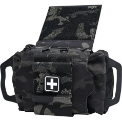 SABADO Rapid Deploy IFAK First Aid Kit taktiskā divu gabalu sistēma Medicīniskā apgāde Roll Carrier Hypalon rokturis Āra sporta medību soma Laminēta matēta auduma, melna Multicam āķis un cilpa)