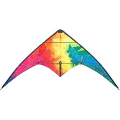 HQ Bebop Stunt Kite, divrindu, lidojuma pūķis, pūķis bērniem un pieaugušajiem, no 8 gadiem, 69 x 145 cm, iekļauts 20 kp poliestera auklas 2 x 20 m uz uztvērēja ar cilpām, 2,5-5 bauforti