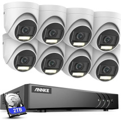 ANNKE 8CH 3K Surveillance Camera Set, 3K Lite DVR Recorder and 8 x 3K Waterproof Outdoor IP67 Security Cameras, Person and Vehicle Detection, Dual Light, Colour Night Vision, H.265+, 2TB Hard Drive