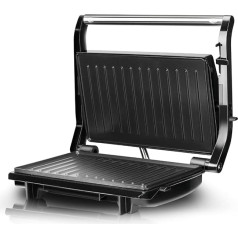 TEmkin Sandwichtoaster, Panini-Presse 750 W, 180° flach geöffnet, antihaftbeschichtete Heizplatten, elektrischer Grill für Steak, geröstete Käsesnacks, schnelles Frühstück