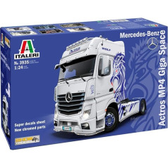 ITALERI 3935S - 1:24 M-B Actros MP4 Show GigaSpace, Model Kit, Stand Model Building, Amatniecība, Hobiji, Līmēšana, Plastmasas komplekts, Detalizēts