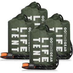 Go Time Gear Life Tent Emergency Survival Shelter - 2 personu avārijas telts - Izmantojiet kā izdzīvošanas telti, avārijas patversmi, cauruļu telti, izdzīvošanas brezentu - iekļauts izdzīvošanas svilpe un parakords