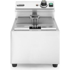 HENDI Fritteuse Mastercook, Tischfriteuse, Sicherhetsthermostat, Frittierkorb mit extra langen Griff, Kaltzone für längere Öl Lebensdauer, 8L, 230V, 3500W, 300x455x(H)345mm, Edelstahl 18/0